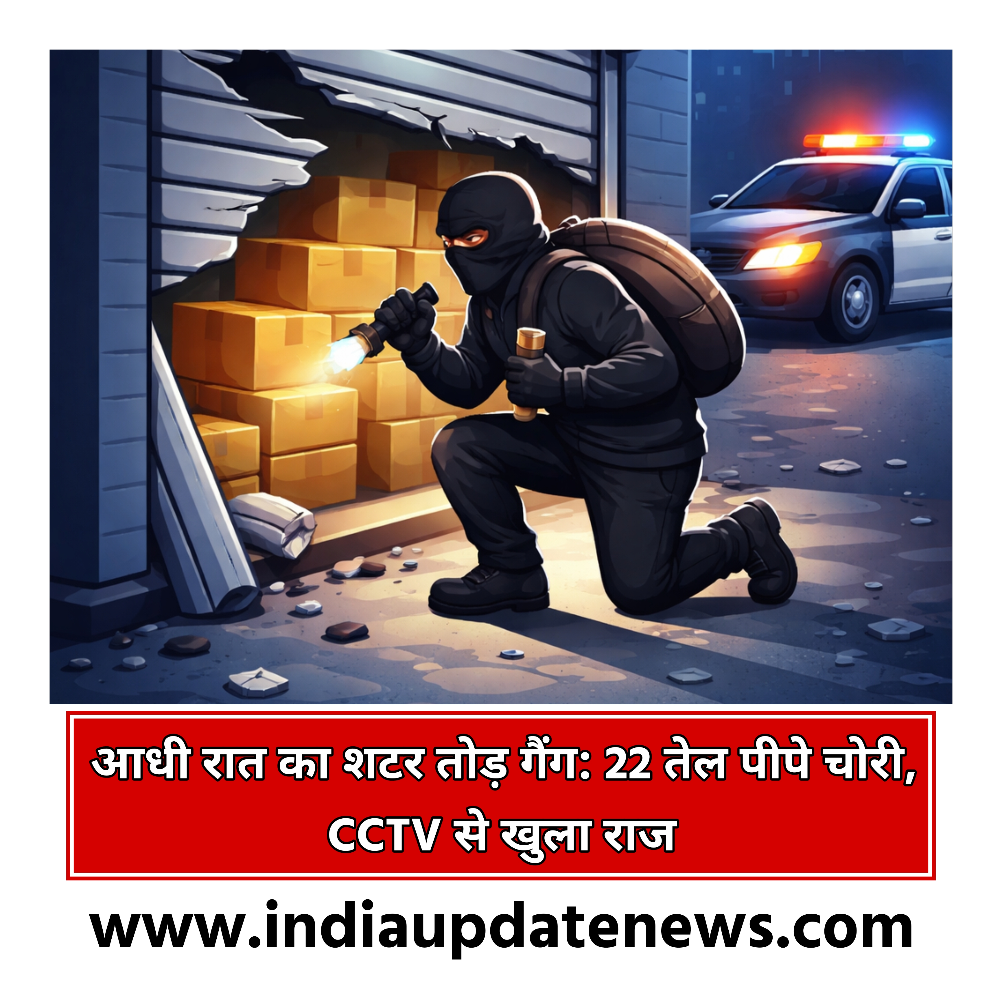 रात्रि में दुकान में नकबजनी: तीन आरोपी गिरफ्तार, 22 तेल के पीपे बरामद