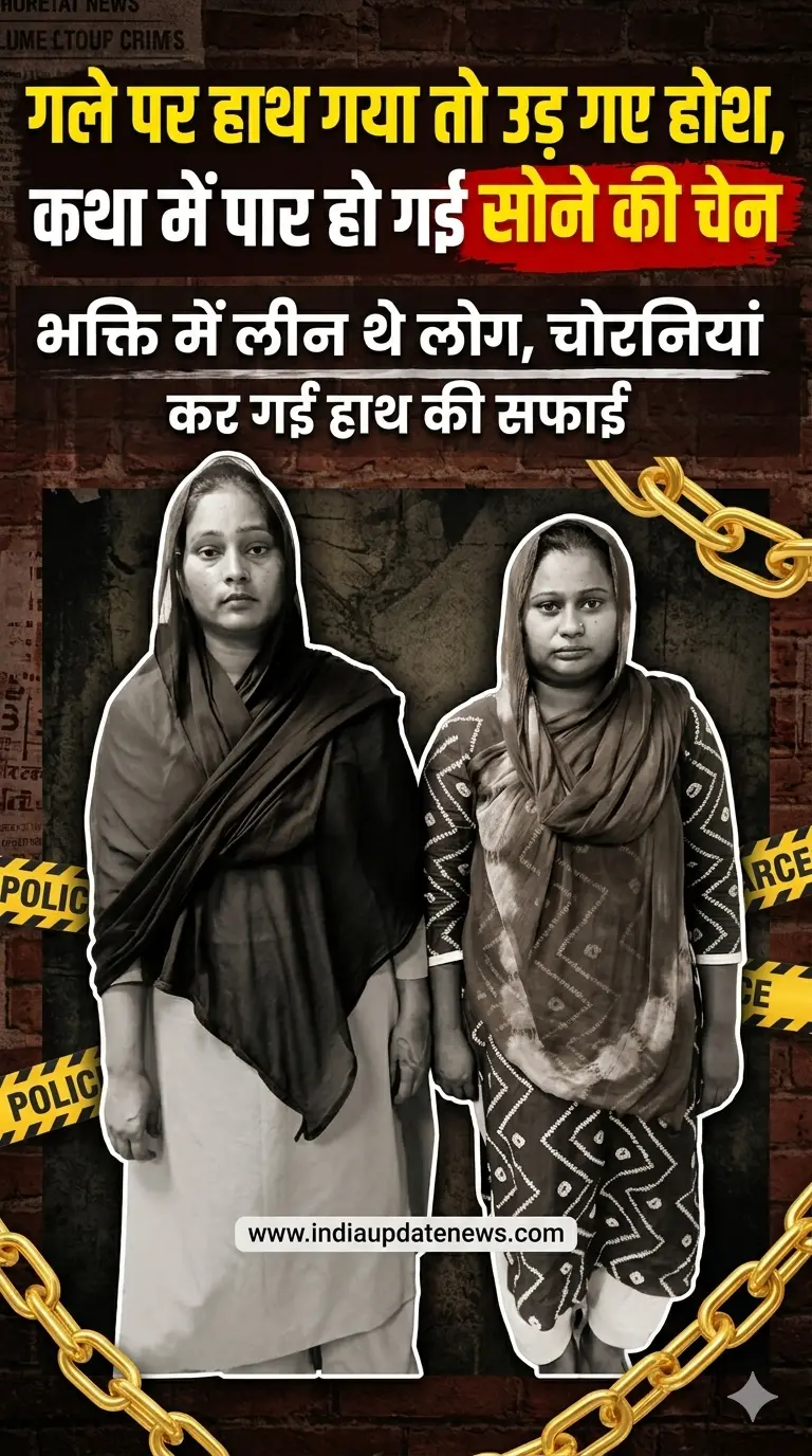 गले पर हाथ गया तो उड़ गए होश, कथा में पार हो गई सोने की चेन, भक्ति में लीन थे लोग, चोरनियां कर गईं हाथ की सफाई